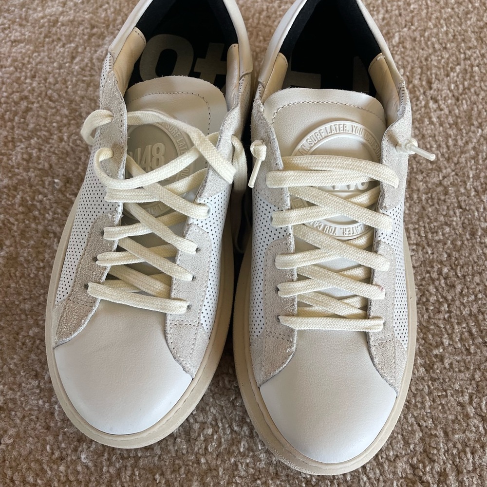 Women’s P448 White Sneakers. Size 40 (US Size 9 equivalent)